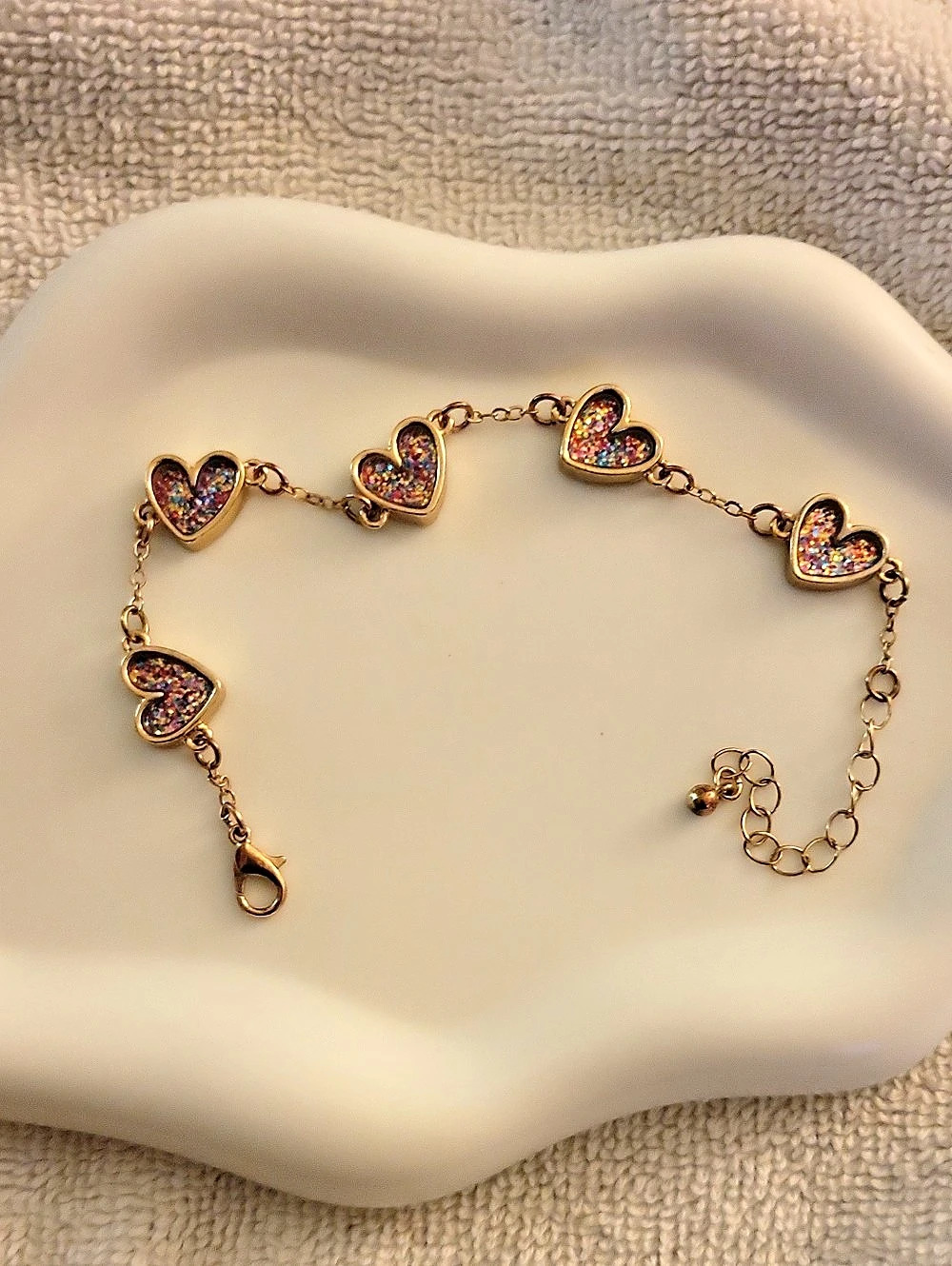 Heart Charm Bracelet Goldcolor Like New